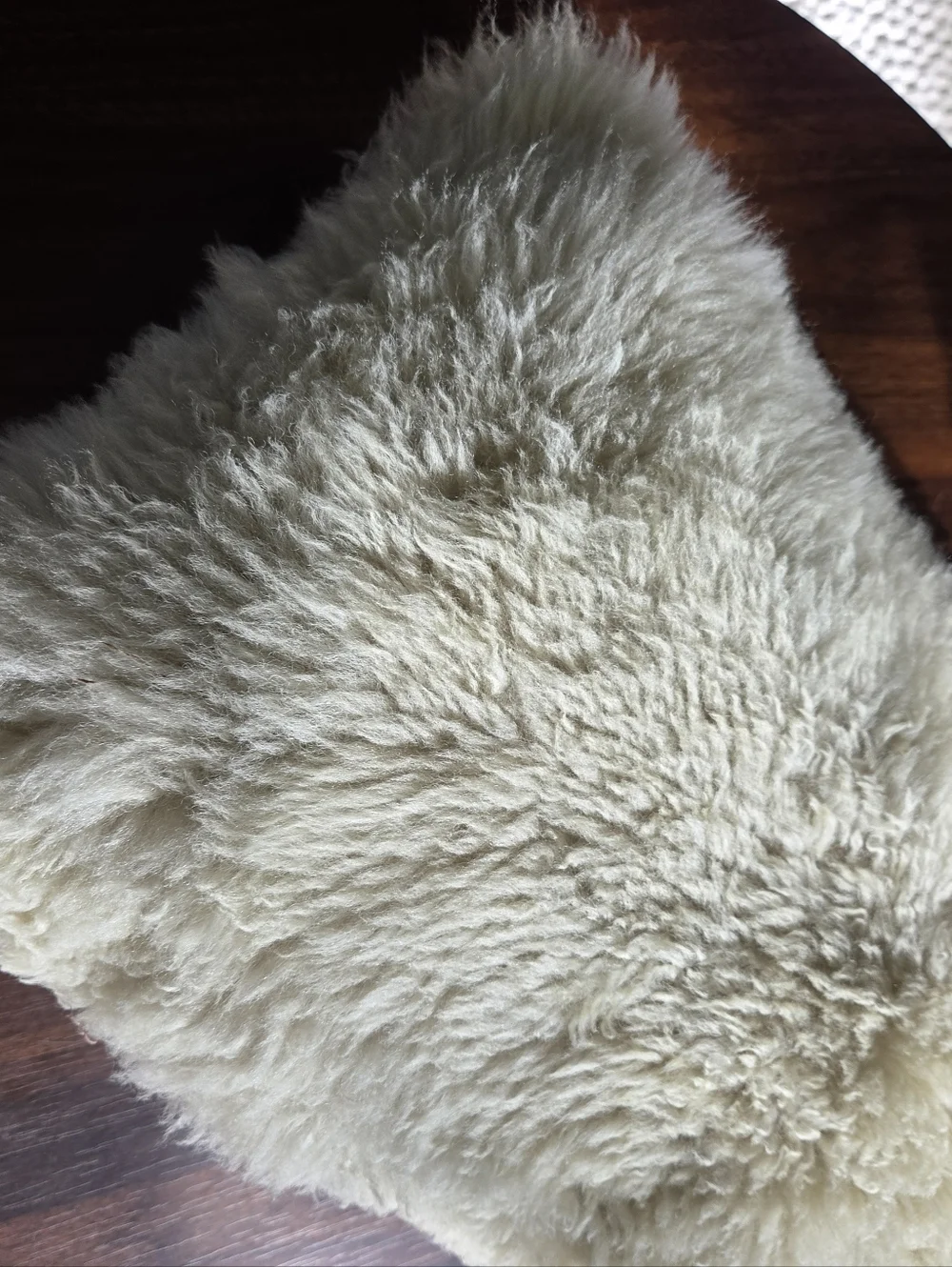 Genuine Sheepskin Fur Lumbar Pillow 12x20 Cream Microsuede Back Luxe